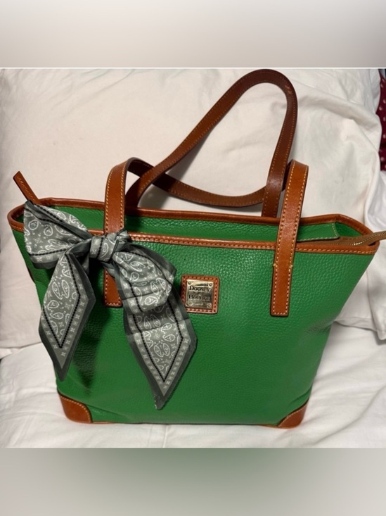 Dooney & Bourke Handbags - Dooney & Bourke Green and Tan Leather Tote Bag! Gorgeous with free Bag Scarf!